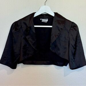 Elegant Black Satin Bolero Jacket